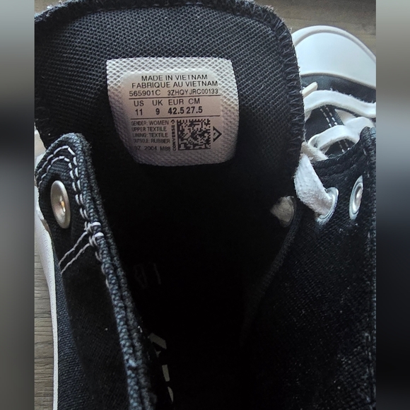 Converse All Star Lugged Black Canvas High-Tops with White Accents - Picture 4 of 6